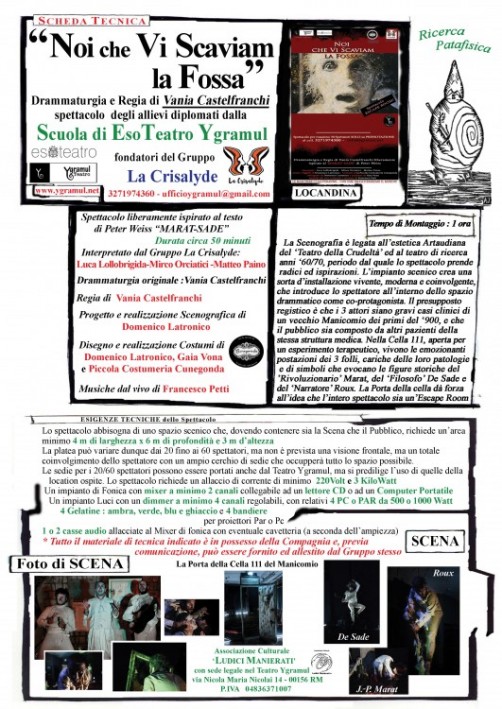 Scheda Tecnica dello Spettacolo Scheda Tecnica dello Spettacolo